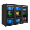 Rückkühlschrank 328 L 3 Glastüren Schwarz