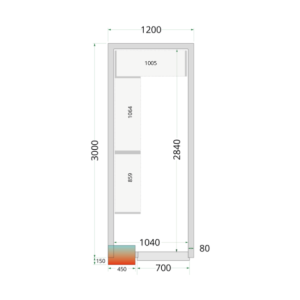 Positive Kühlzelle TEFCOLD - 1200x3000 | Optimierte Kühlösung für Küchenprofis