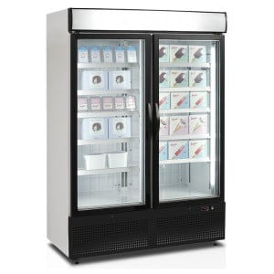 White Vertical Freezer Showcase - 2 Glass Doors - 930 L TEFCOLD | Fourniresto