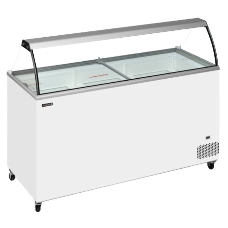 Gefriertruhe mit gebogenem Glas - 430 L TEFCOLD: Optimale Lagerung für Eis Gefriertruhe mit gebogenem Glas - 430 L TEFCOLD: Optimale Lagerung für Eis