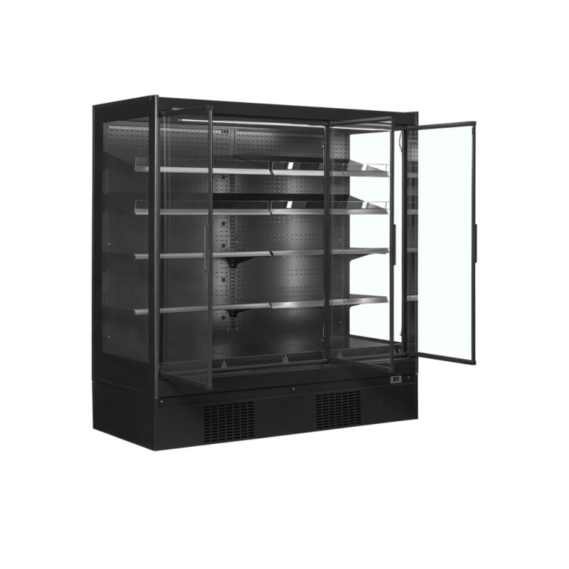 Schwarze Supermarkt-Kühlvitrine 3 Türen 1160 L TEFCOLD - Energieeffizient & Geräumig Schwarze Supermarkt-Kühlvitrine 3 Türen 1160 L TEFCOLD - Energieeffizient & Geräumig
