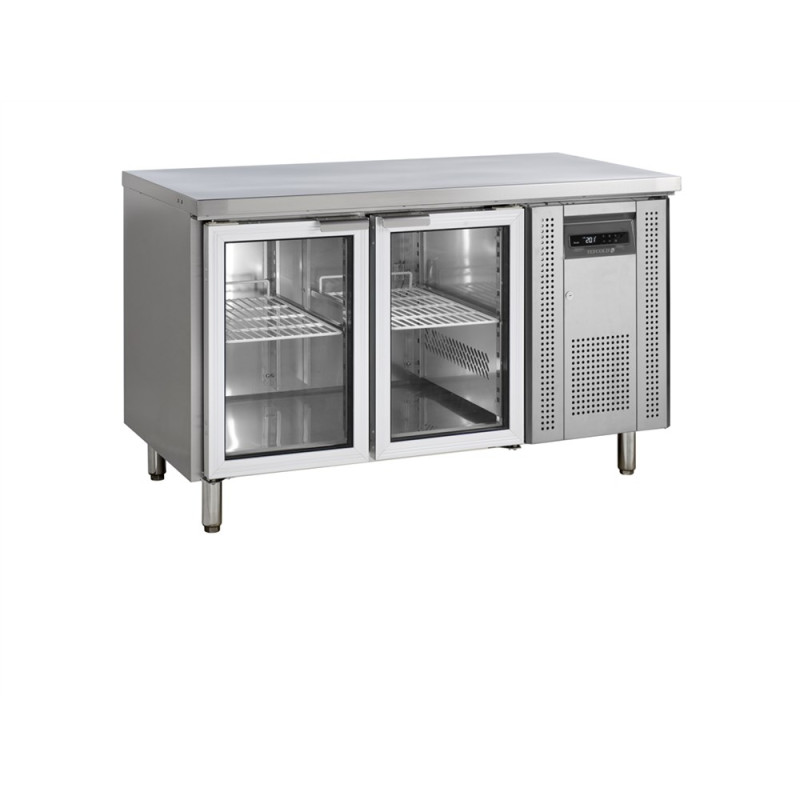 Positive Kühltisch aus Edelstahl - 2 Glastüren - GN 1/1 | TEFCOLD Positive Kühltisch aus Edelstahl - 2 Glastüren - GN 1/1 | TEFCOLD
