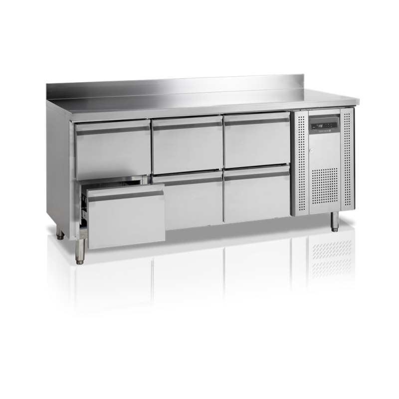 Positive Stainless Steel Refrigerated Table - 6 Drawers GN 1/1 TEFCOLD - Practical and durable Positive Stainless Steel Refrigerated Table - 6 Drawers GN 1/1 TEFCOLD - Practical and durable