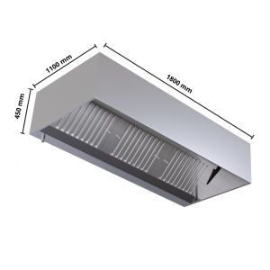 Kubische Haube 1100 mit LED - Dynasteel - 1800mm