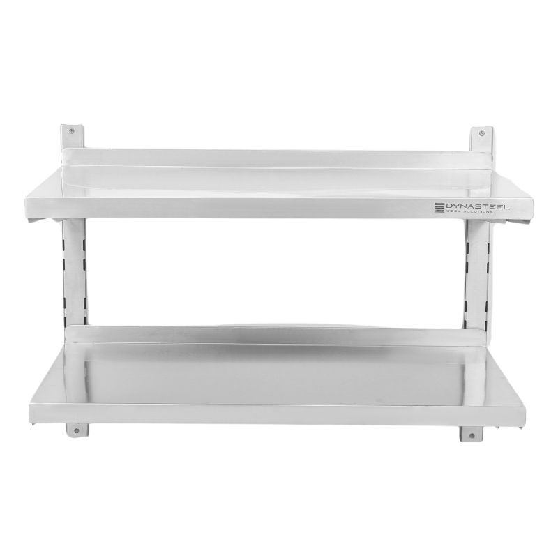 Wandregal aus Edelstahl auf Konsolen 2 Ebenen - L 800 x T 400 mm - Dynasteel Wandregal aus Edelstahl auf Konsolen 2 Ebenen - L 800 x T 400 mm - Dynasteel