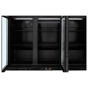 Rückkühlschrank 328 L 3 Glastüren Schwarz