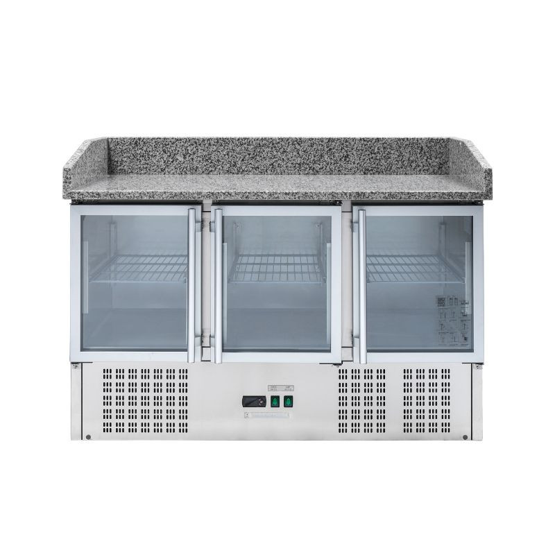 Meuble à Pizza Réfrigéré Compact - 3 Portes Vitrées - Dynasteel Meuble à Pizza Réfrigéré Compact - 3 Portes Vitrées - Dynasteel