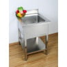 Sink 1 Basin with Backsplash and Shelf - L 600 x D 700 mm - Dynasteel
