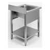 Sink 1 Basin with Backsplash and Shelf - L 600 x D 700 mm - Dynasteel