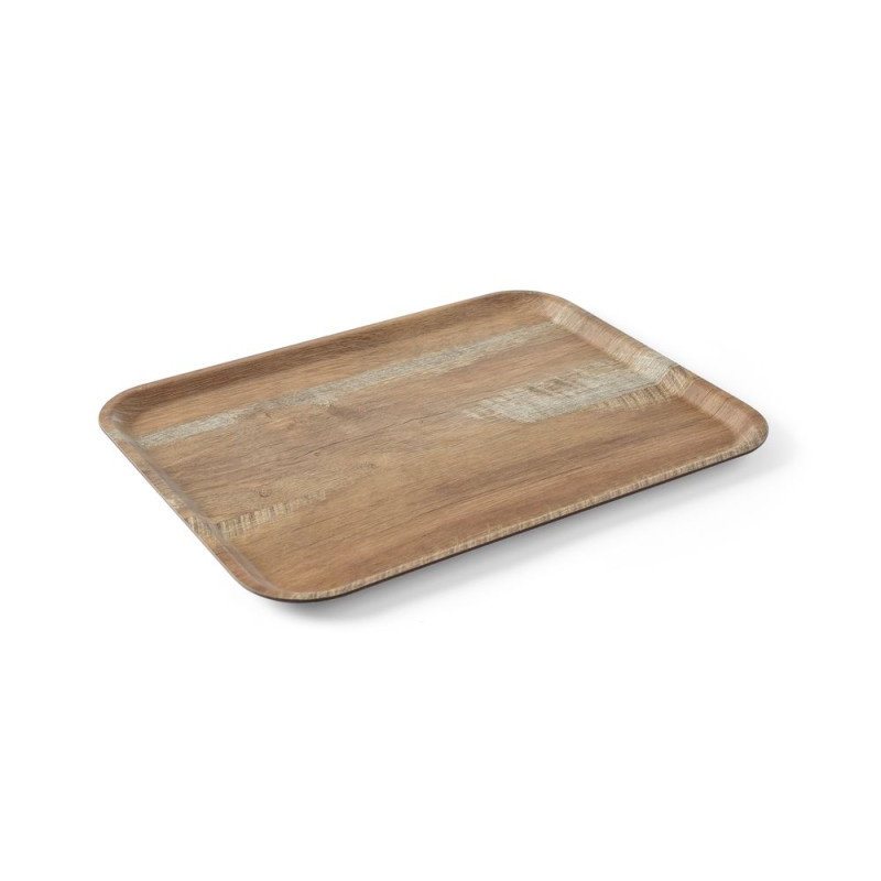 Serviertablett aus Melamin mit Holzmusterdruck - 530 x 370 mm Serviertablett aus Melamin mit Holzmusterdruck - 530 x 370 mm