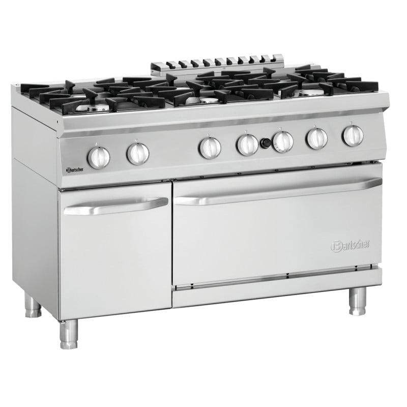 Herd 6 Flammen mit Gasofen GN 2/1 und Schrank Serie 700