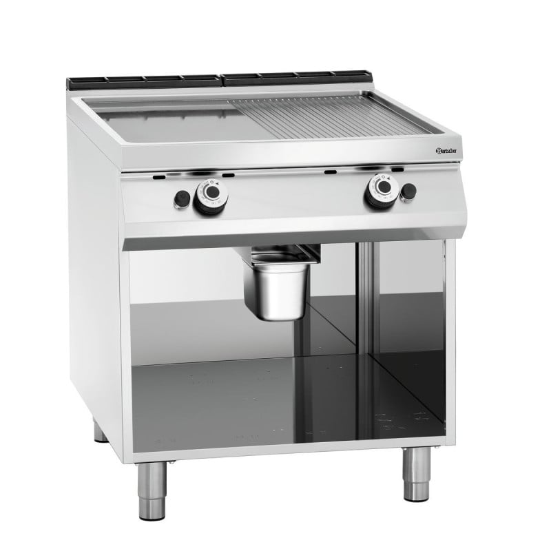Snackplatte Breite 800 - 1/2 Glatt 1/2 Gerillt - Gas