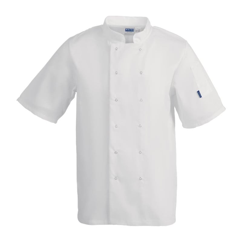 Unisex White Short Sleeve Vegas Kitchen Jacket - Size XXL - Whites Chefs Clothing - Fourniresto Unisex White Short Sleeve Vegas Kitchen Jacket - Size XXL - Whites Chefs Clothing - Fourniresto