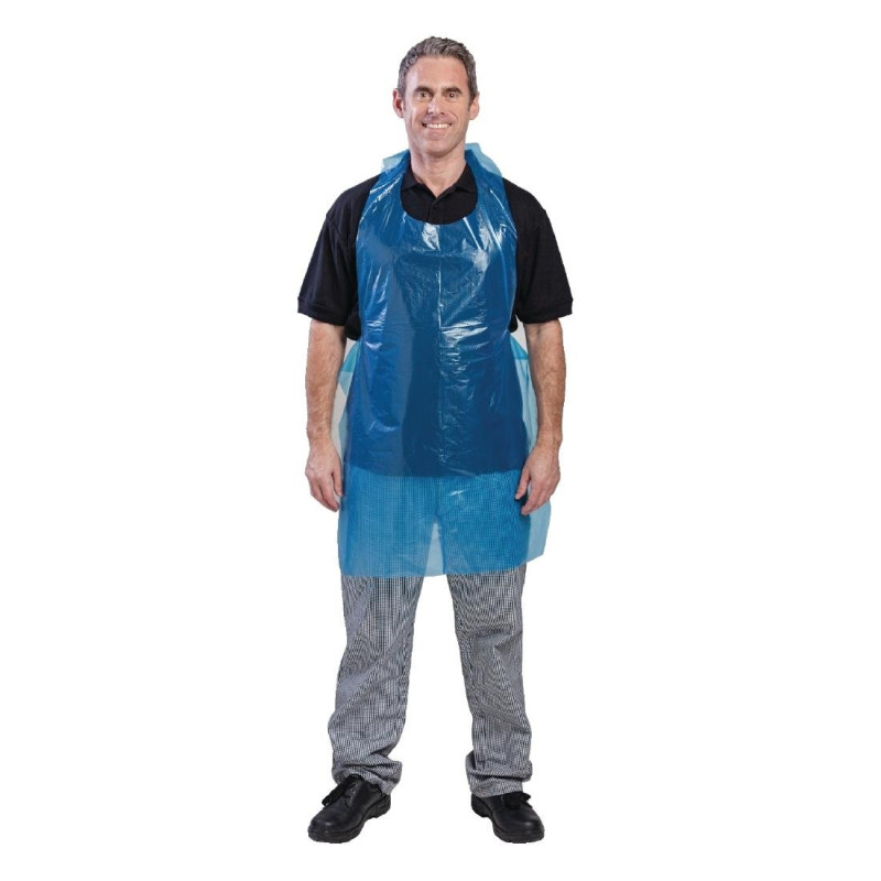 Disposable Blue Polyethylene Apron - Pack of 100 - FourniResto Disposable Blue Polyethylene Apron - Pack of 100 - FourniResto