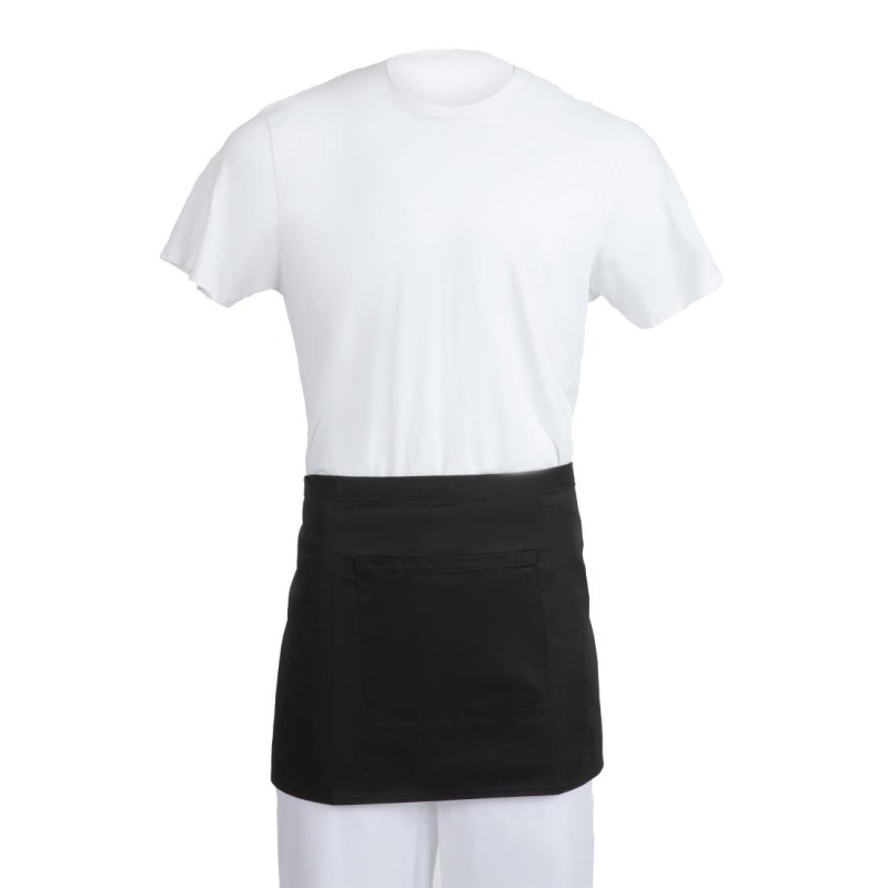 Short Black Polycotton Server Apron 373 x 750 mm - Whites Chefs Clothing - Fourniresto Short Black Polycotton Server Apron 373 x 750 mm - Whites Chefs Clothing - Fourniresto