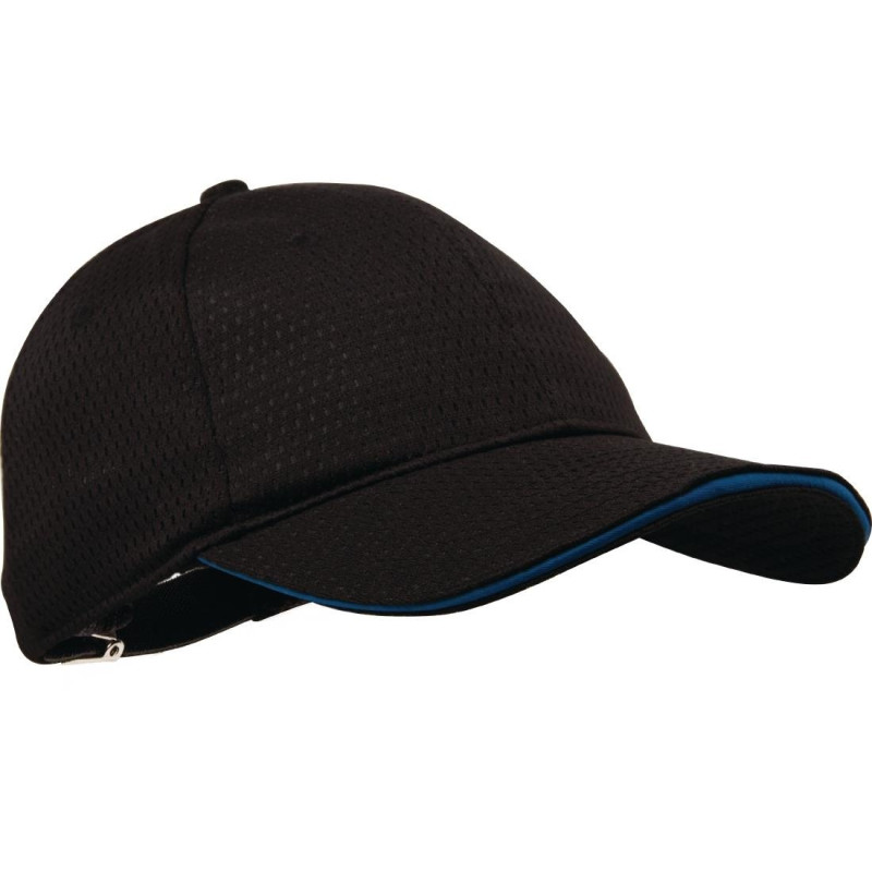Black Cool Vent Baseball Cap with Blue Trim in Polycotton - One Size - Chef Works - Fourniresto Black Cool Vent Baseball Cap with Blue Trim in Polycotton - One Size - Chef Works - Fourniresto