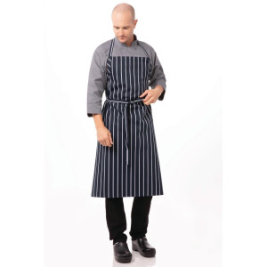 Tablier Bavette Tissé Premium à Rayures Bleu Marine et Blanches - Chef Works - Fourniresto