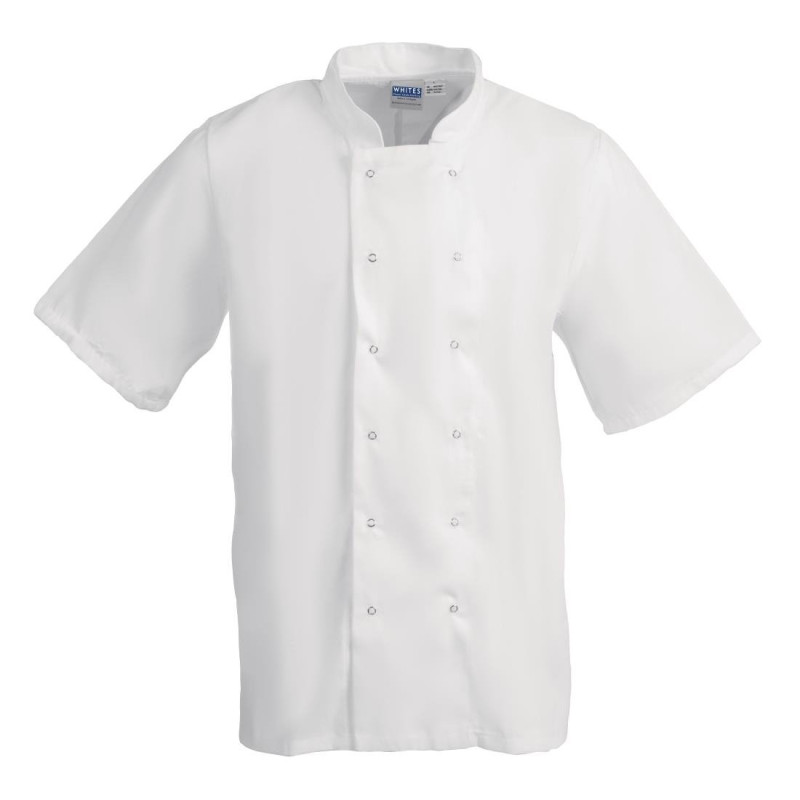 White Short Sleeve Boston Kitchen Jacket - Size S - Whites Chefs Clothing - Fourniresto White Short Sleeve Boston Kitchen Jacket - Size S - Whites Chefs Clothing - Fourniresto