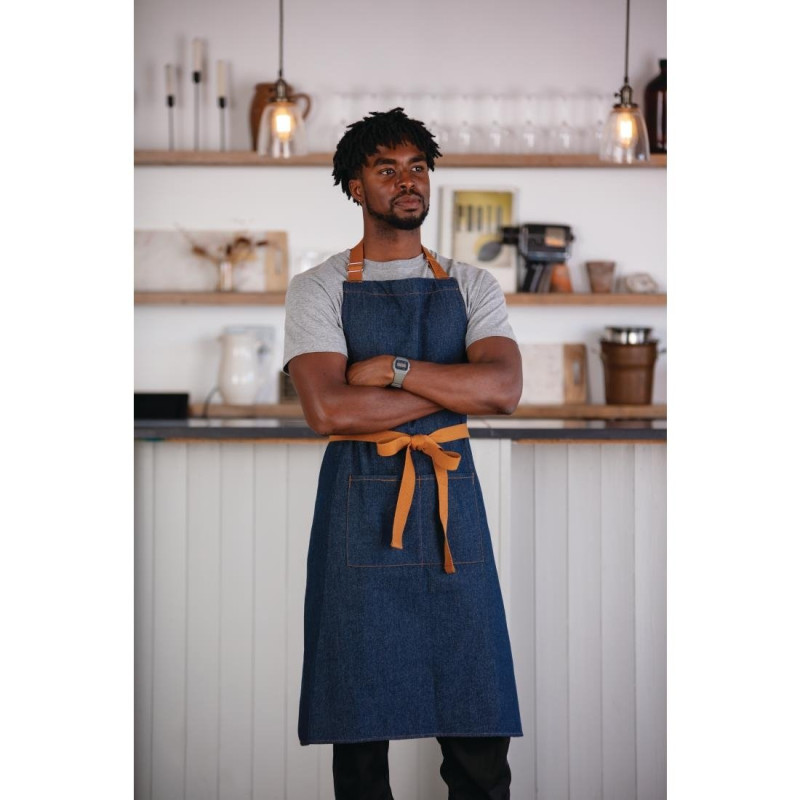 Blue Denim Server Apron with 1000 x 700 mm Cotton Belt - Whites Chefs Clothing - Fourniresto Blue Denim Server Apron with 1000 x 700 mm Cotton Belt - Whites Chefs Clothing - Fourniresto