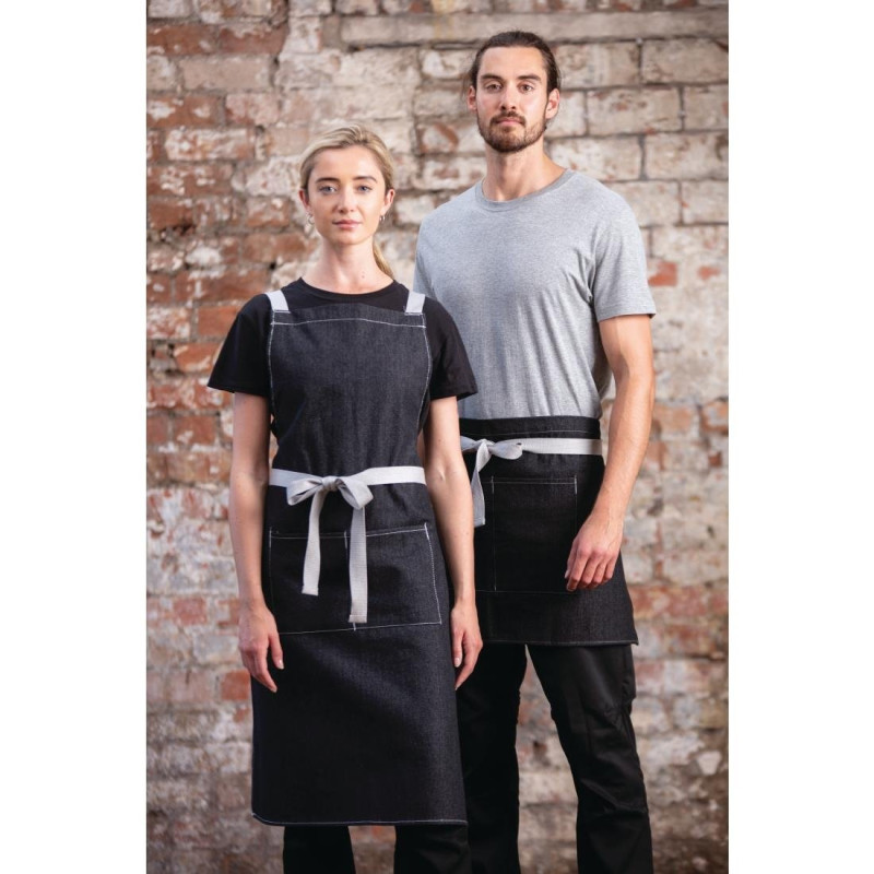 Short Black Denim Server Apron Southside 400 x 760 mm - Whites Chefs Clothing - Fourniresto Short Black Denim Server Apron Southside 400 x 760 mm - Whites Chefs Clothing - Fourniresto