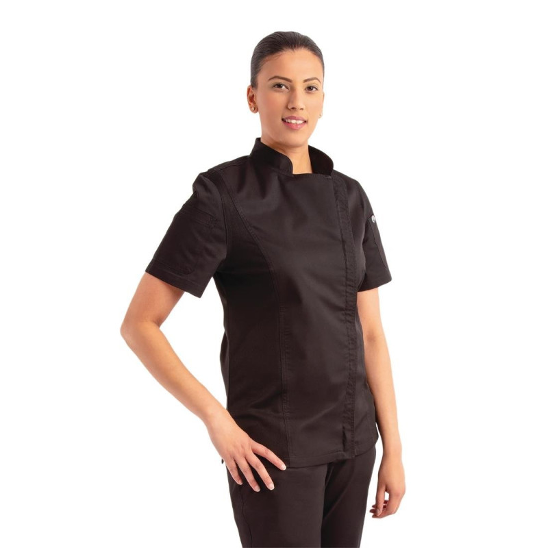 Schwarze Damen-Küchenjacke mit Reißverschluss von Springfield - Größe XL - Chef Works - Fourniresto Schwarze Damen-Küchenjacke mit Reißverschluss von Springfield - Größe XL - Chef Works - Fourniresto