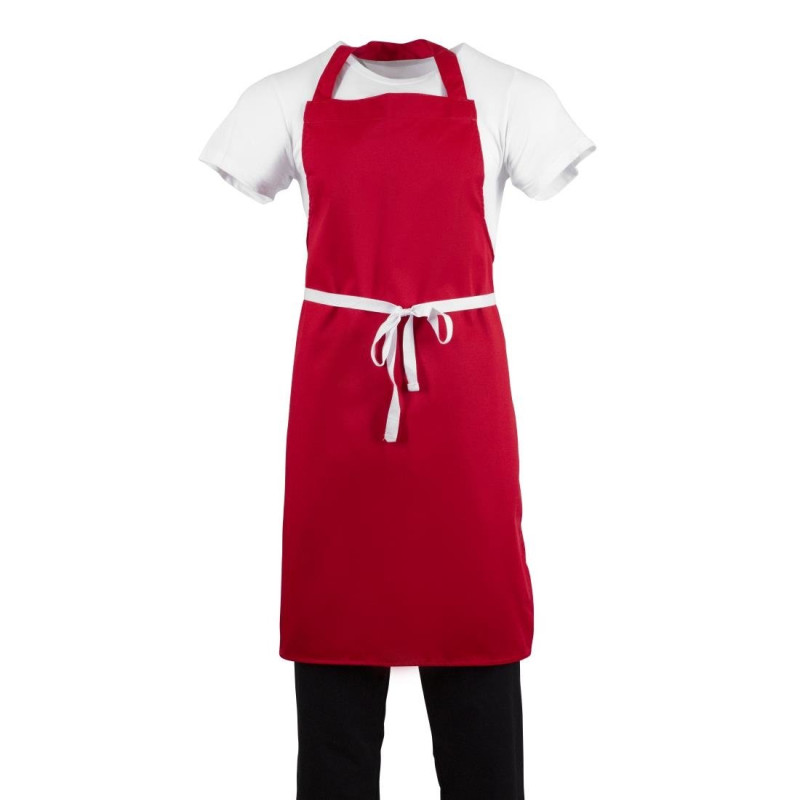Latzschürze Rot aus Polycotton - Whites Chefs Clothing - Fourniresto Latzschürze Rot aus Polycotton - Whites Chefs Clothing - Fourniresto