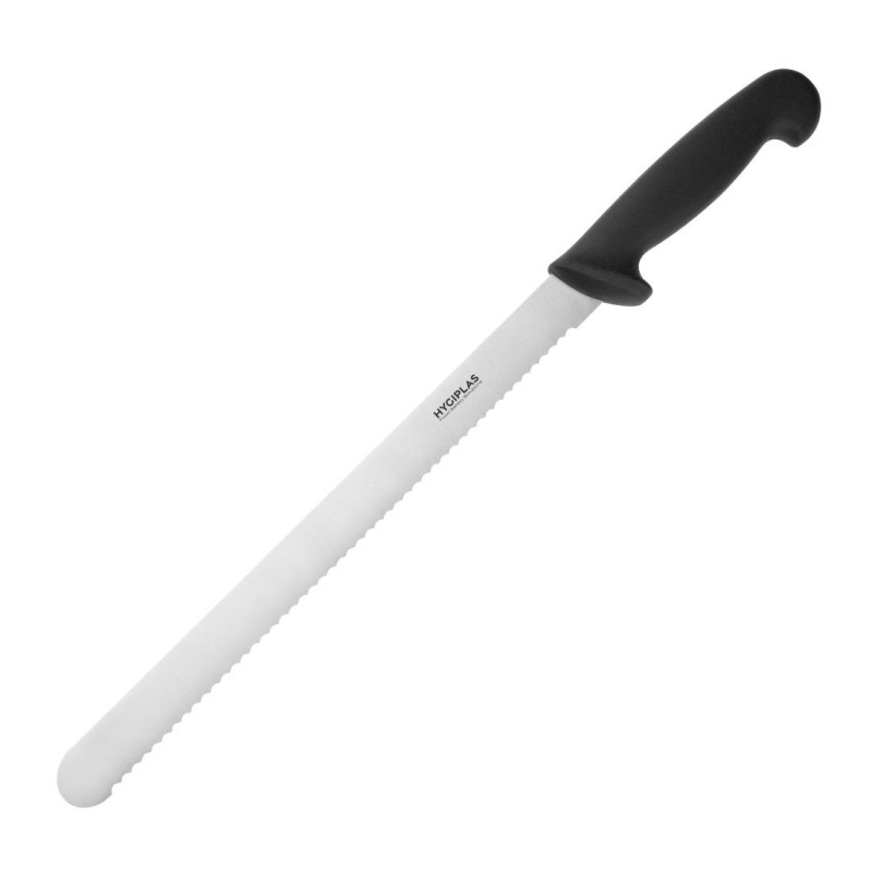 Couteau À Trancher Denté Noir Lame 30,5 Cm - Hygiplas - Fourniresto Couteau À Trancher Denté Noir Lame 30,5 Cm - Hygiplas - Fourniresto
