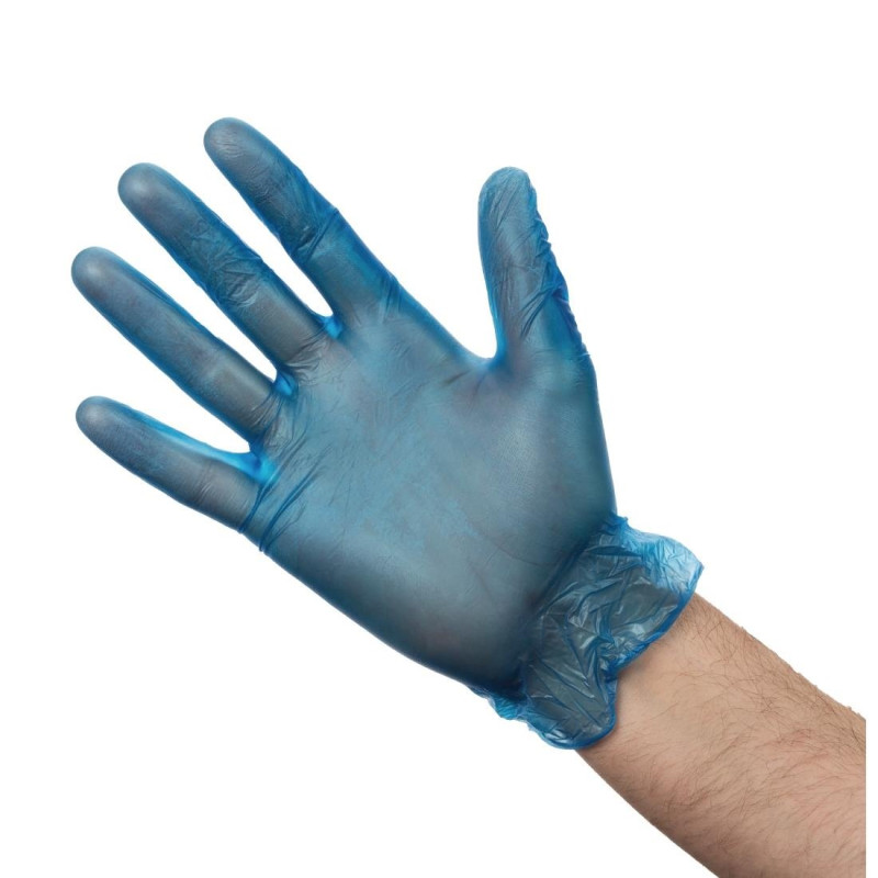 Food Gloves in Powdered Blue Vinyl Size L - Pack of 100 - Vogue - Fourniresto Food Gloves in Powdered Blue Vinyl Size L - Pack of 100 - Vogue - Fourniresto