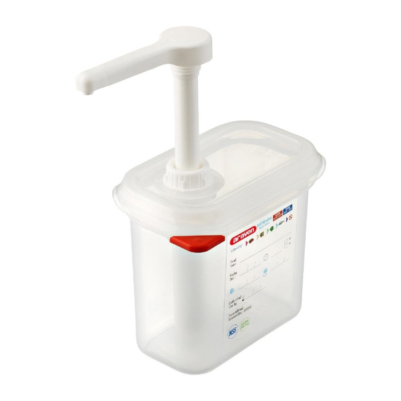 Sauce Dispenser Transparent GN 1/9 1.5 L - Araven - Fourniresto Sauce Dispenser Transparent GN 1/9 1.5 L - Araven - Fourniresto