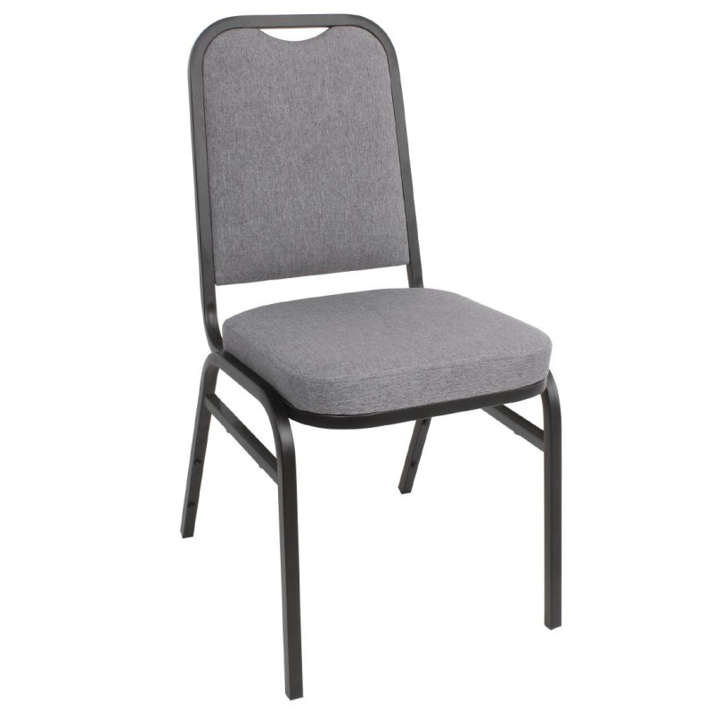Chaise de Banquet avec Dossier Carré et Tissu Gris - Lot de 4 - Bolero - Fourniresto Chaise de Banquet avec Dossier Carré et Tissu Gris - Lot de 4 - Bolero - Fourniresto