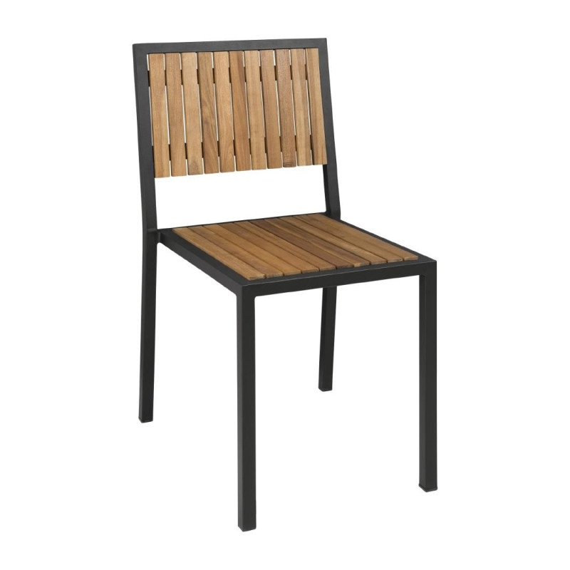 Chaises en Acier et Acacia - Lot de 4 - Bolero - Fourniresto Chaises en Acier et Acacia - Lot de 4 - Bolero - Fourniresto