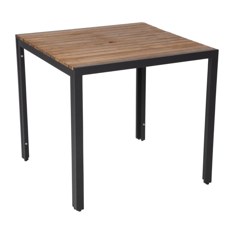 Table Carrée en Acier et Acacia 80 cm - Bolero - Fourniresto Table Carrée en Acier et Acacia 80 cm - Bolero - Fourniresto
