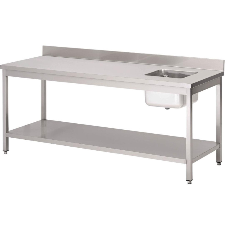 Table Du Chef Avec Bac À Droite Et Dosseret en Inox-L 1600 x 700mm - Gastro M Table Du Chef Avec Bac À Droite Et Dosseret en Inox-L 1600 x 700mm - Gastro M