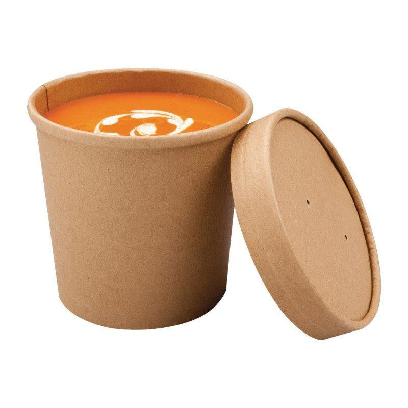 Suppenschüsseln aus mikrowellengeeignetem und recycelbarem Kraftpapier 350 ml - Packung mit 500 Stück - Colpac Suppenschüsseln aus mikrowellengeeignetem und recycelbarem Kraftpapier 350 ml - Packung mit 500 Stück - Colpac