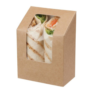Kompostierbare Kraft-Tortilla-Boxen mit Acetatfenster Zest - Packung mit 500 - Colpac