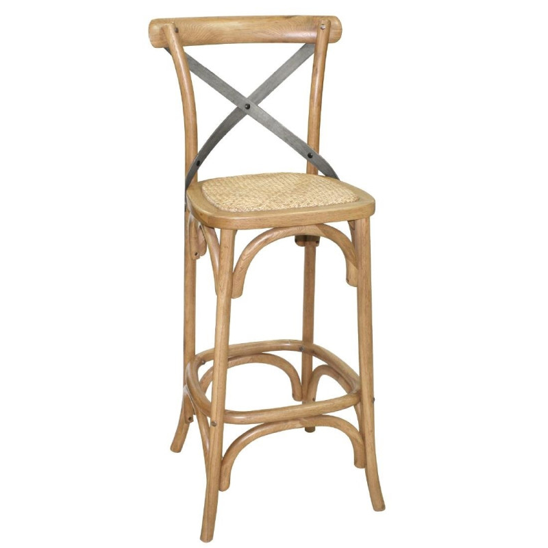 Tabouret De Bar En Bois Avec Dossier Croisé - Métal - Bolero - Fourniresto Tabouret De Bar En Bois Avec Dossier Croisé - Métal - Bolero - Fourniresto