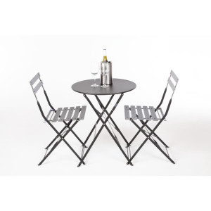 Stahl-Terrassenstühle - Schwarz - 2er-Set - Bolero - Fourniresto