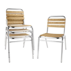 Bistrostühle aus Esche und Aluminium - 4er-Set - Bolero - Fourniresto