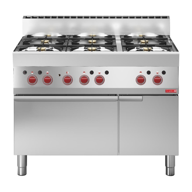 Fourneau 6 Feux Sur Four Électrique À Convection Avec Placard Ouvert 650 - Gastro M Fourneau 6 Feux Sur Four Électrique À Convection Avec Placard Ouvert 650 - Gastro M