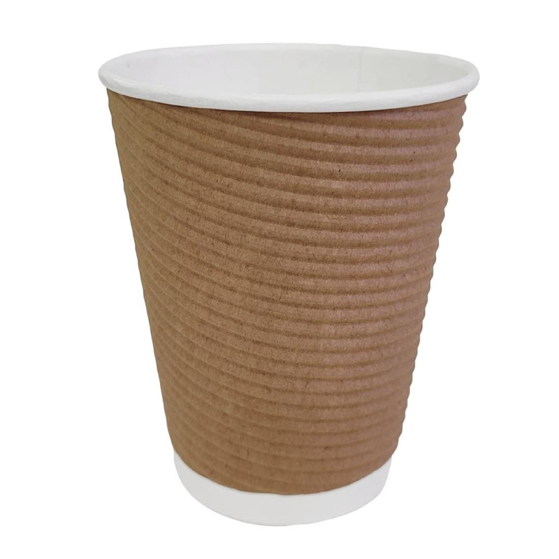 Becher für heiße Getränke mit gewellter Isolierwand in Hellbraun - 340 ml - Packung mit 500 Stück - Fiesta Becher für heiße Getränke mit gewellter Isolierwand in Hellbraun - 340 ml - Packung mit 500 Stück - Fiesta