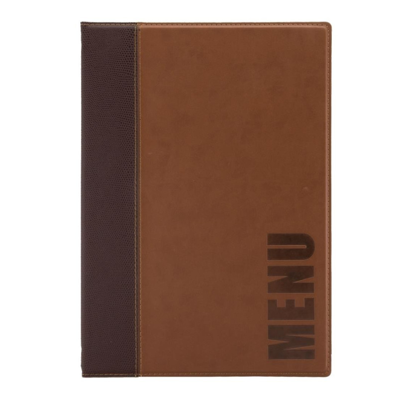 Contemporary A4 Light Brown Menu Cover - Securit - Fourniresto Contemporary A4 Light Brown Menu Cover - Securit - Fourniresto