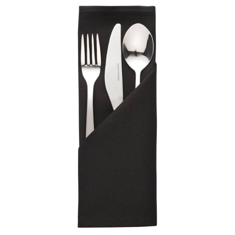 Schwarze Polyester-Servietten - Packung mit 10 - Mitre Essentials - Fourniresto Schwarze Polyester-Servietten - Packung mit 10 - Mitre Essentials - Fourniresto
