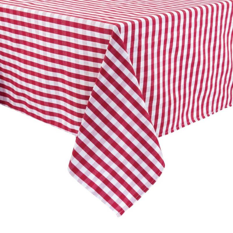 Rote karierte quadratische Tischdecke aus Polyester 1780 x 1780mm - Mitre Essentials - Fourniresto