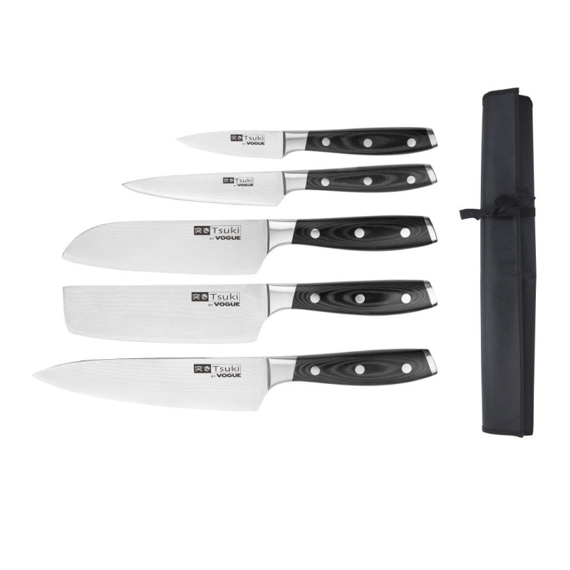 Ensemble de 5 Couteaux Japonais et Étui Tsuki Series 7 - FourniResto Ensemble de 5 Couteaux Japonais et Étui Tsuki Series 7 - FourniResto