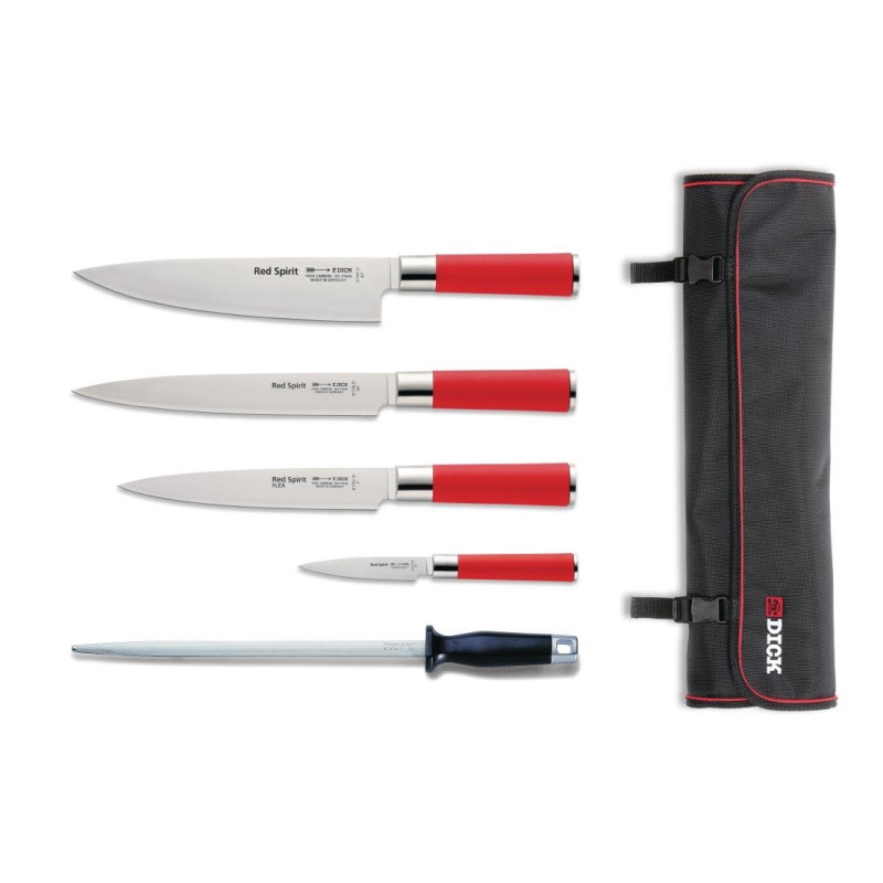 Set aus 5 Red Spirit Messern und Etui - Dick Set aus 5 Red Spirit Messern und Etui - Dick