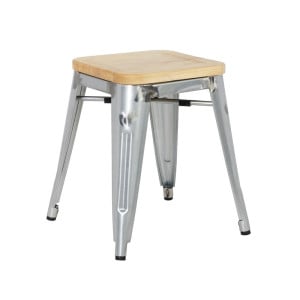 Niedrige Bistrohocker aus Stahl mit Holzsitz - 4er-Set - Bolero