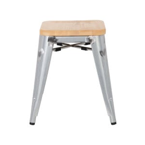 Niedrige Bistrohocker aus Stahl mit Holzsitz - 4er-Set - Bolero