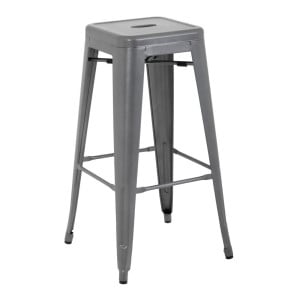 Hocker aus galvanisiertem Stahl in Metallic-Grau - 4er-Set - Bolero