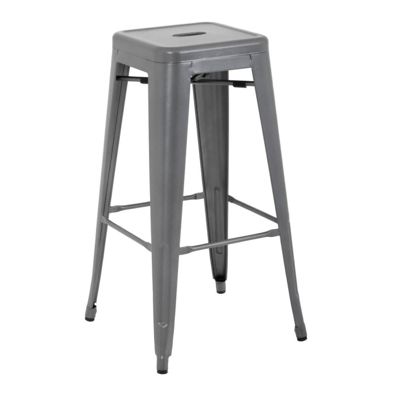 Hocker aus galvanisiertem Stahl in Metallic-Grau - 4er-Set - Bolero Hocker aus galvanisiertem Stahl in Metallic-Grau - 4er-Set - Bolero