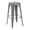 Hocker aus galvanisiertem Stahl in Metallic-Grau - 4er-Set - Bolero